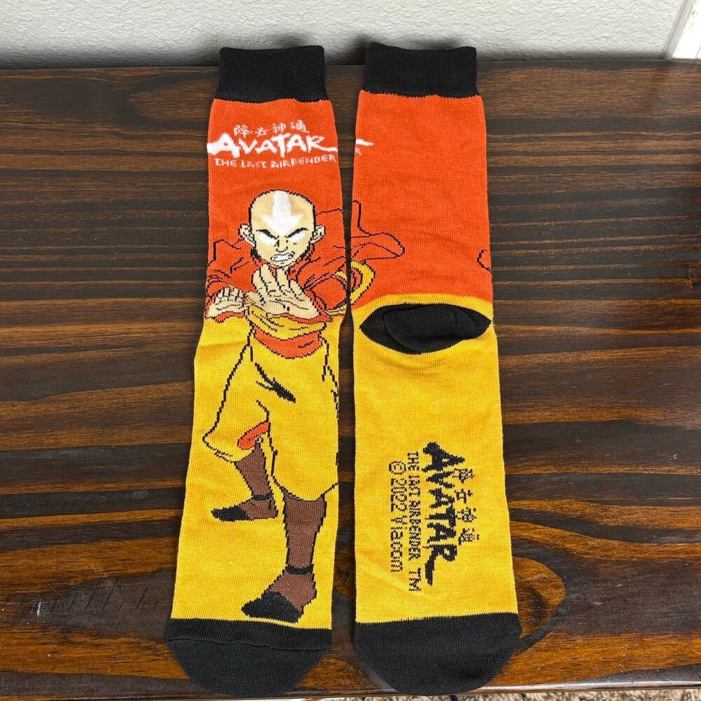Aang Avatar the Last Airbender Orange Yellow Crew Character Socks Animation